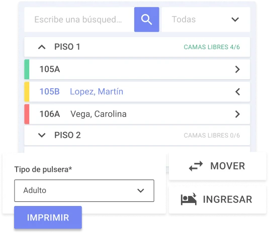 Sistema simplificado de internaciones con mapa de camas